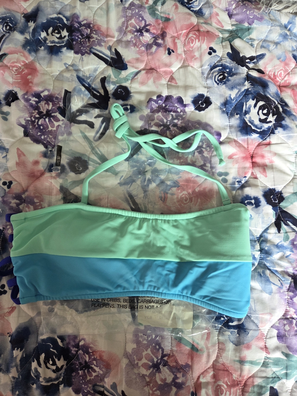 VENUS Mint Green and Turquoise Bandeau Bikini Top